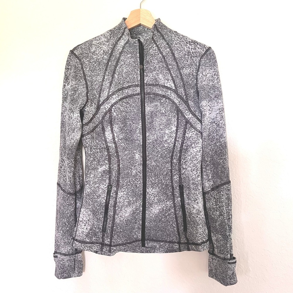 Lululemon Define Jacket Space Dye Black White Full Zip Yoga Athletic Size 10